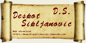 Despot Sipljanović vizit kartica